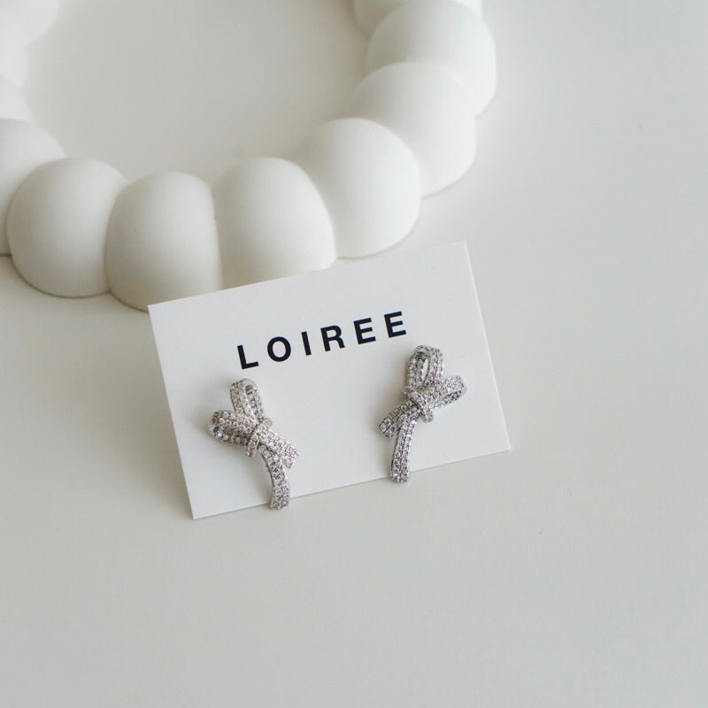 SABRINA Zirconia Ribbon Bow Earrings
