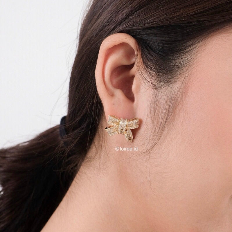 BELINDA | Wedding - Zirconia Ribbon Bow Earrings
