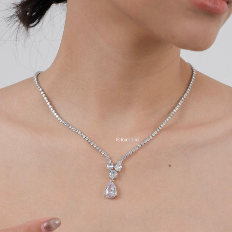 ELORA Zirconia Necklace Earrings Set - Wedding