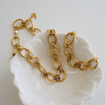 FIGARO Golden Chain Necklace Bracelet - Gold Plated