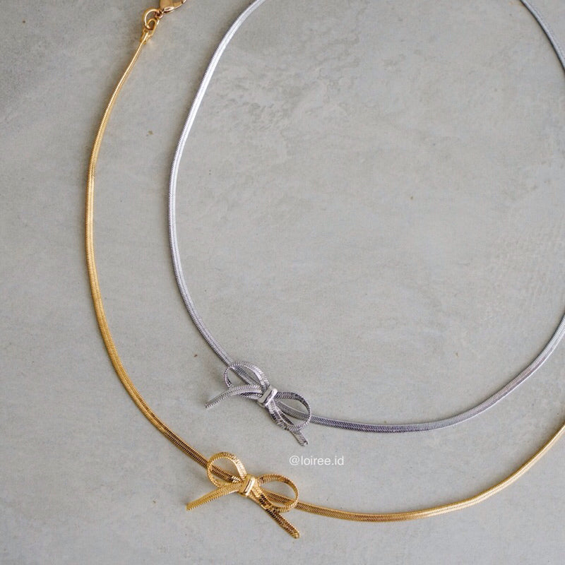 SOLEIL Coquette Bow Choker Necklace - Gold Plated