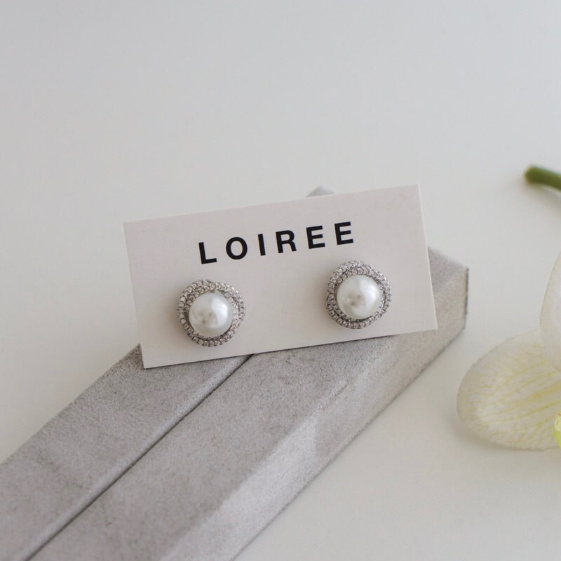 RALINE Zirconia Pearl Stud Earrings - Wedding