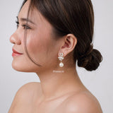 BAILEY Zirconia Pearl Earrings - Gold Plated