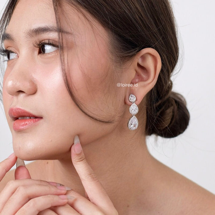 CLEMENCE Zirconia Long Dangle Earrings - Wedding