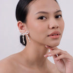 JANE Bow Pearl Earrings - Ribbon Coquette