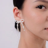 JANE Bow Pearl Earrings - Ribbon Coquette