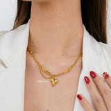 LAINEY Heart Link Chain Necklace - Gold Plated