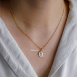 WHITE ROSE Pendant Chain Necklace - Gold Plated