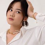 MADGE Necklace & Bracelet | Everyday - Gold Plated Freshwater Pearls Beaded Chain