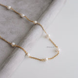 TYRA | Everyday - Gold Plated Freshwater Pearl Chain Necklace