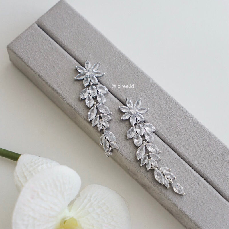 SELENE Zirconia Long Dangle Earrings - Wedding