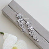 SELENE Zirconia Long Dangle Earrings - Wedding