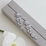 SELENE | Wedding Collection - Zirconia Long Dangle Stud Earrings
