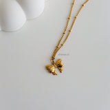 LYONA Ribbon Bow Necklace - Gold Plated