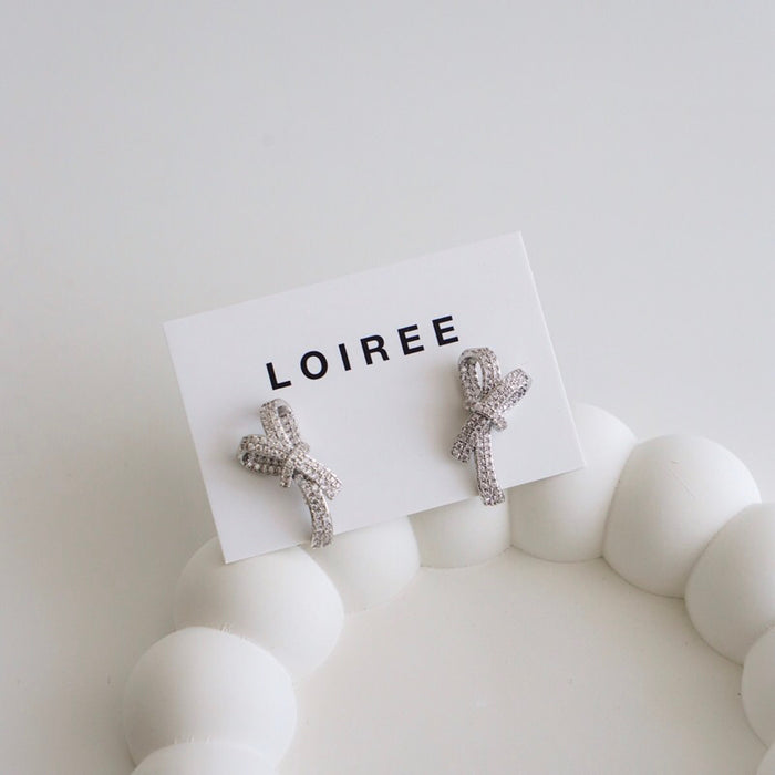 SABRINA Zirconia Ribbon Bow Earrings