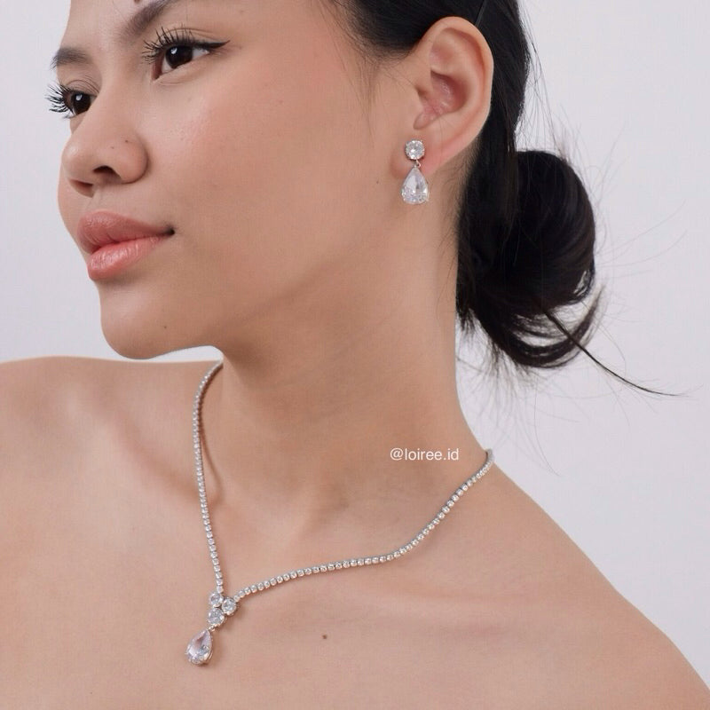 ELORA Zirconia Necklace Earrings Set - Wedding