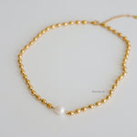 COSMO Necklace & Bracelet | Everyday - Gold Plated Freshwater Pearl Beaded Chain
