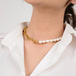 MADGE Necklace & Bracelet | Everyday - Gold Plated Freshwater Pearls Beaded Chain