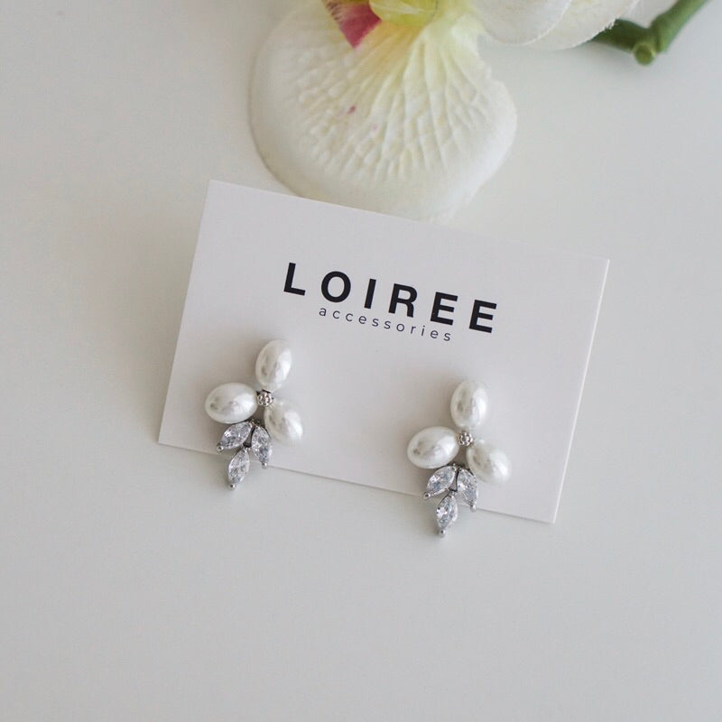 PAIGE | Wedding Collection - Zirconia Pearl Stud Earrings