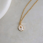 WHITE ROSE Pendant Chain Necklace - Gold Plated