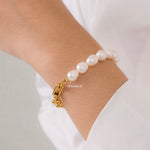 MADGE Necklace & Bracelet | Everyday - Gold Plated Freshwater Pearls Beaded Chain