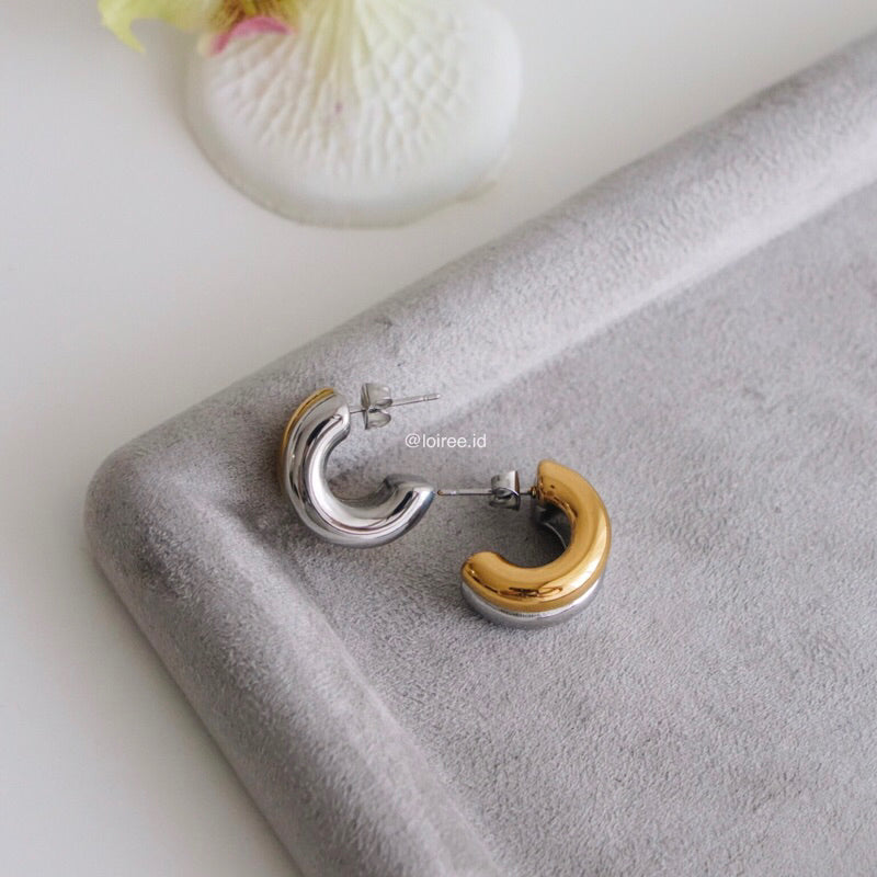 POSH Two Tone Stud Earrings - Gold Plated