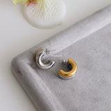 POSH Two Tone Stud Earrings - Gold Plated