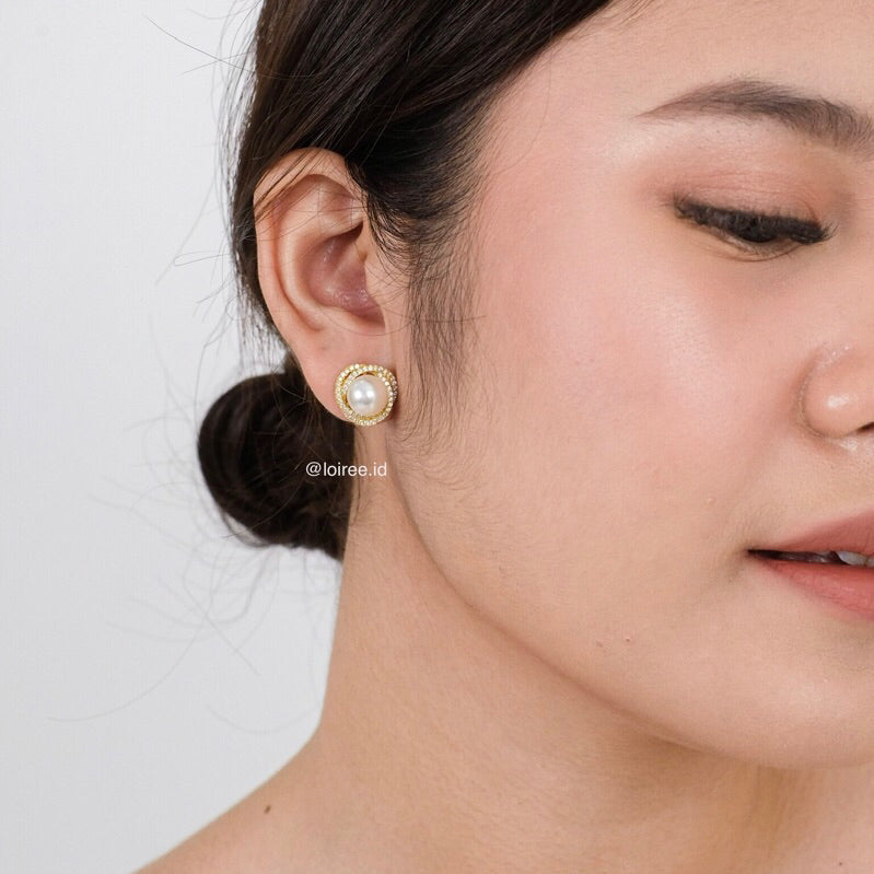 RALINE Zirconia Pearl Stud Earrings - Wedding