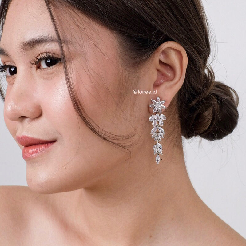 SELENE Zirconia Long Dangle Earrings - Wedding