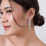 SELENE Zirconia Long Dangle Earrings - Wedding