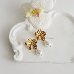 SALLY | Lunar - Gold Plated Flower Dangle Earrings