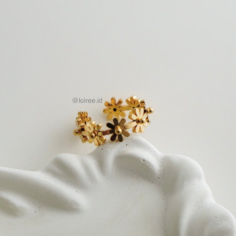 FEI | Lunar - Gold Plated Flower Adjustable Ring