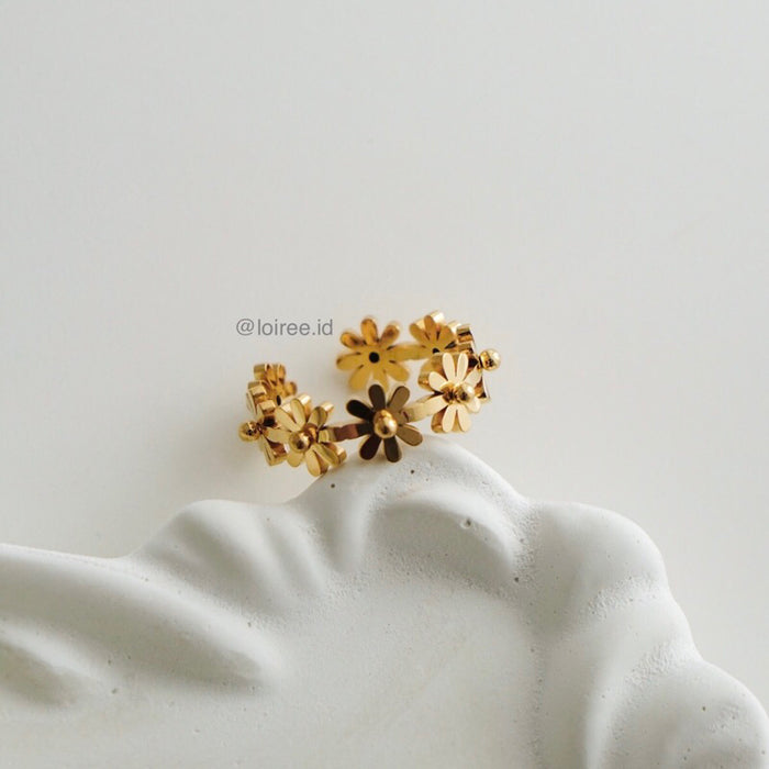 FEI | Lunar - Gold Plated Flower Adjustable Ring