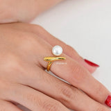 EZRA Adjustable Pearl Ring - Gold Plated