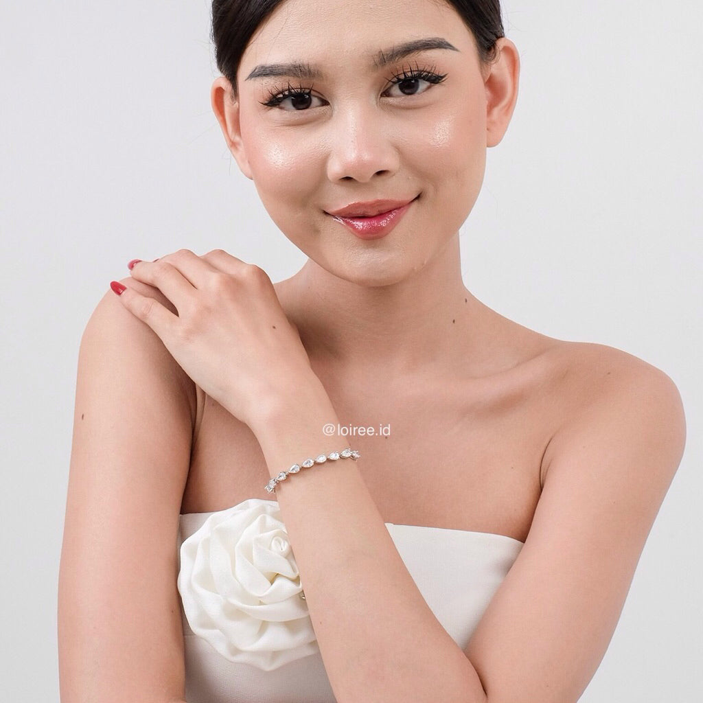 ALLEGRA Zirconia Bridal Necklace Earrings Bracelet Set - Wedding