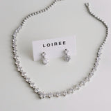 CHARLOTTE Zirconia Listring Bridal Necklace and Earrings Set - Wedding