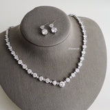 CHARLOTTE Zirconia Listring Bridal Necklace and Earrings Set - Wedding