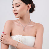 ALLEGRA Zirconia Bridal Necklace Earrings Bracelet Set - Wedding