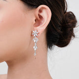 JENNIFER Zirconia Flower Necklace Earrings Bracelet Set - Wedding