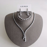 ALLEGRA Zirconia Bridal Necklace Earrings Bracelet Set - Wedding