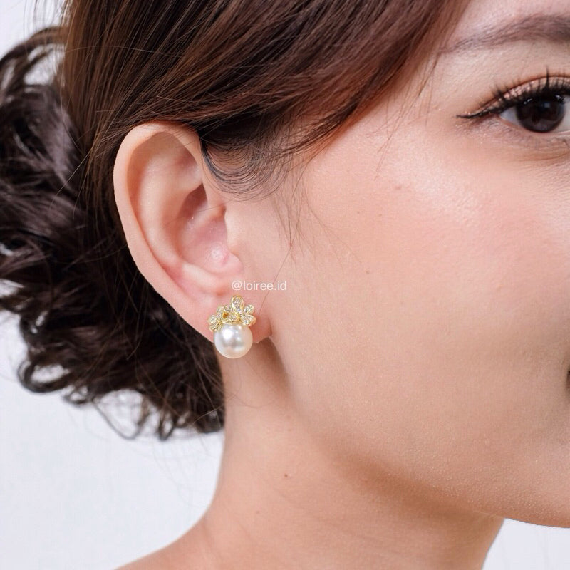 YARA Zirconia Pearl Bridal Earrings - Wedding