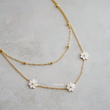 DAISY Flower Two Layer Necklace - Gold Plated