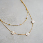 DAISY Flower Two Layer Necklace - Gold Plated