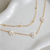 DAISY Flower Two Layer Necklace - Gold Plated