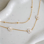 DAISY Flower Two Layer Necklace - Gold Plated