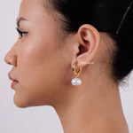 SOREN Pearl Hoop Earrings - Gold Plated