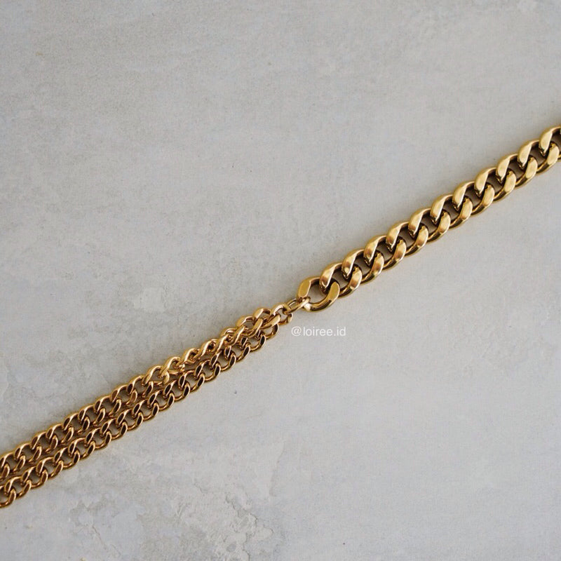XANDER Double Chain Cuban Necklace - Gold Plated