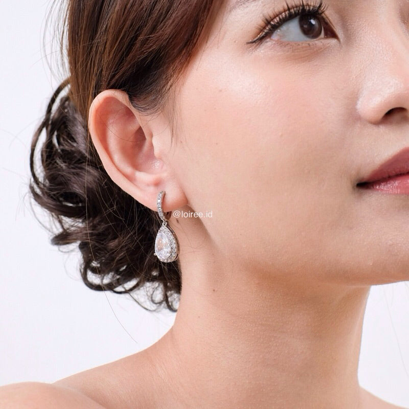 ELIZA Zirconia Dangle Bridal Earrings - Wedding