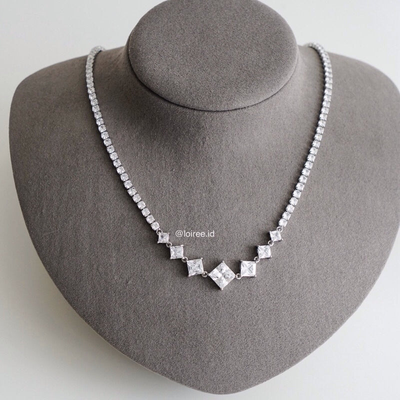 KATYA Zirconia Listring Bridal Necklace - Wedding