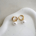 SOREN Pearl Hoop Earrings - Gold Plated